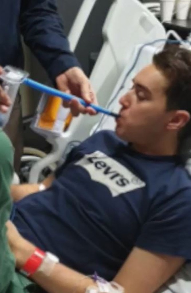 Alex Shorey receiving care in the hospital.