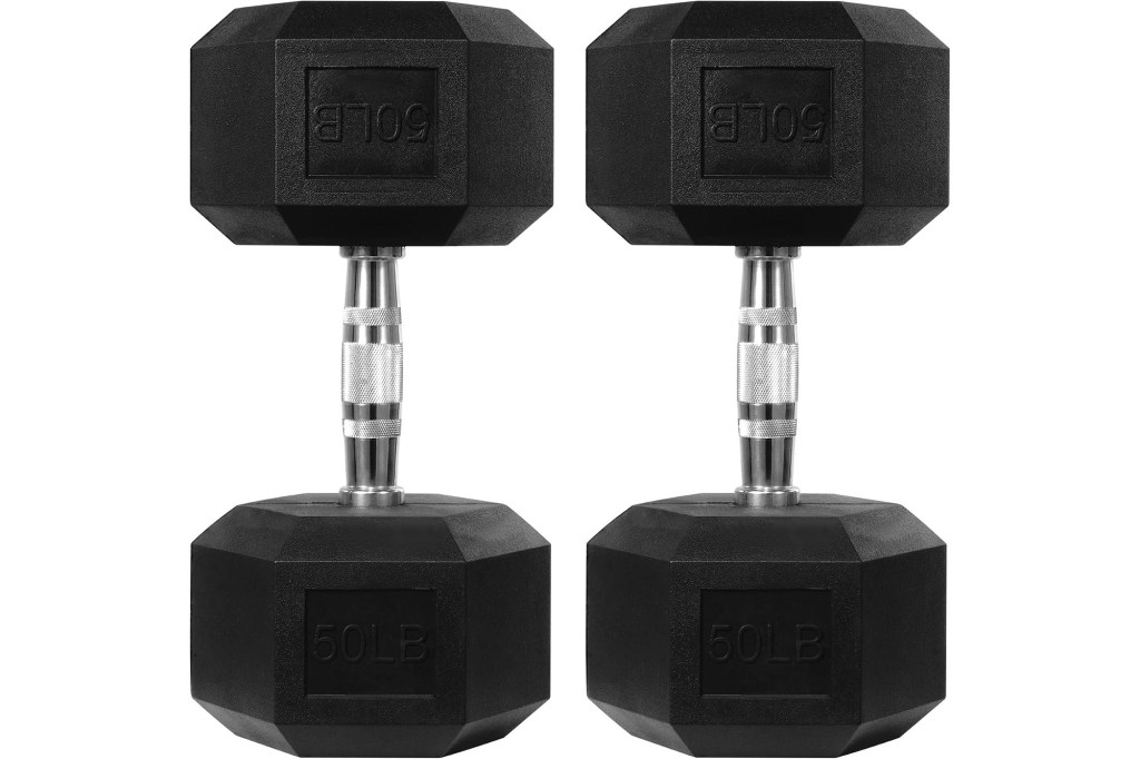 HulkFit Rubber Coated Hex Dumbbells