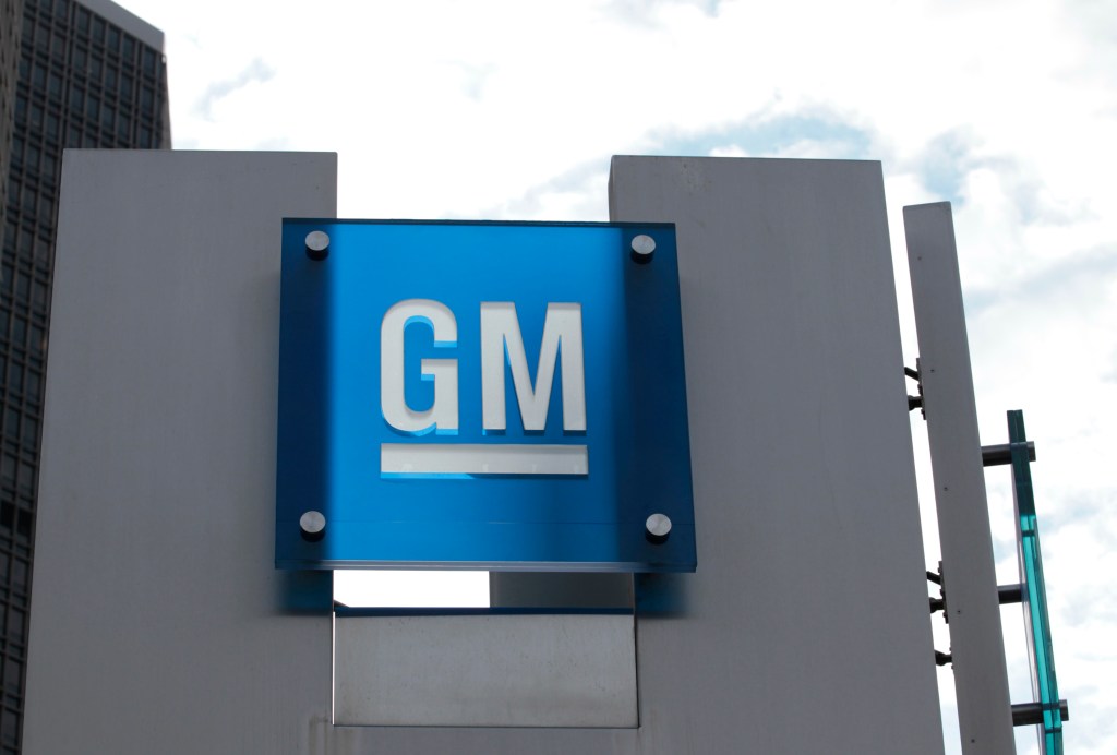 The General Motors Co. logo at their world headquarters in Detroit.