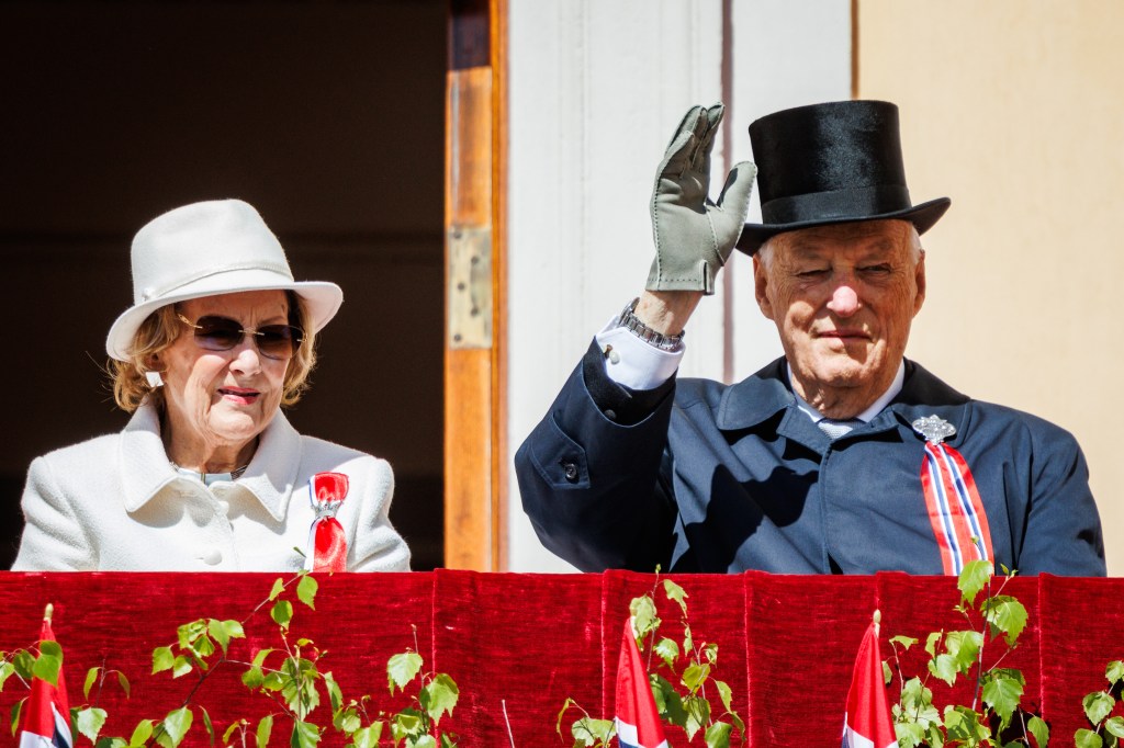 King Harald attends the Welcoming Ceremony for the Danish King and Queen on May 14, 2024 in Oslo, Norway.