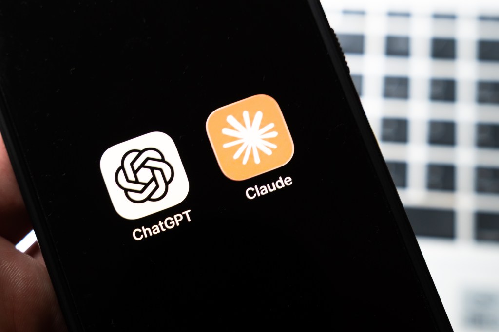 ChatGPT and Claude AI assistant apps displayed side-by-side on a smartphone screen.
